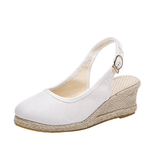 ShiShine Women's Espadrille Wedge Sandals Jute Heel Ankle Buckle Beach Vacation Shoes