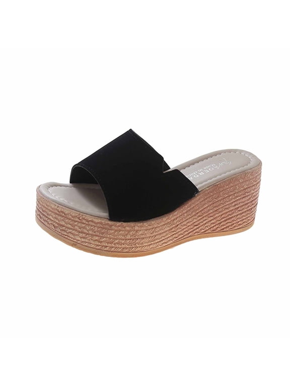 Women's Espadrille Wedge Slides Sandals Slip On Wrapped Heel Beach Vacation Shoes