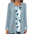 thumbnail image 1 of ShiShine Women's Fake Two-Piece Floral Printed Casual Long Sleeve Tops Loose Square Neck Going Out Casual Tunic Shirts, 1 of 6