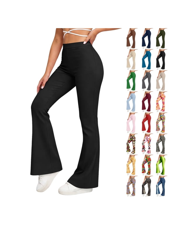 Women's Flare Yoga Leggings High Waisted Bootcut Yoga Pants Tummy Control Bell Bottom Leggings