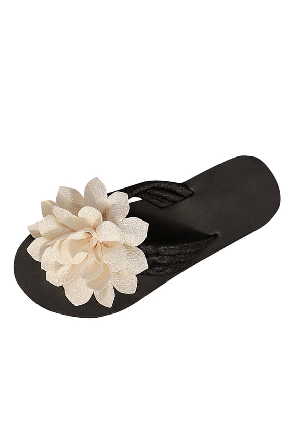 Women's Floral Applique Toe Post Flip Flops Casual Summer Everyday Vacation Comfort Sandals