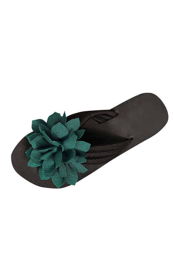 Women's Floral Applique Toe Post Flip Flops Casual Summer Everyday Vacation Comfort Sandals