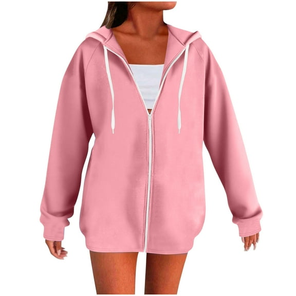 ShiShine Women's Full Zip Up Hoodie Long Sleeve Hooded Sweatshirts Pockets Jacket Coat