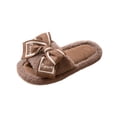 thumbnail image 1 of ShiShine Women's Fuzzy Bow Slippers Open Toe Plush House Shoes Soft Cozy Warm Non Slip Indoor Home Footwear with Love Decor, 1 of 4