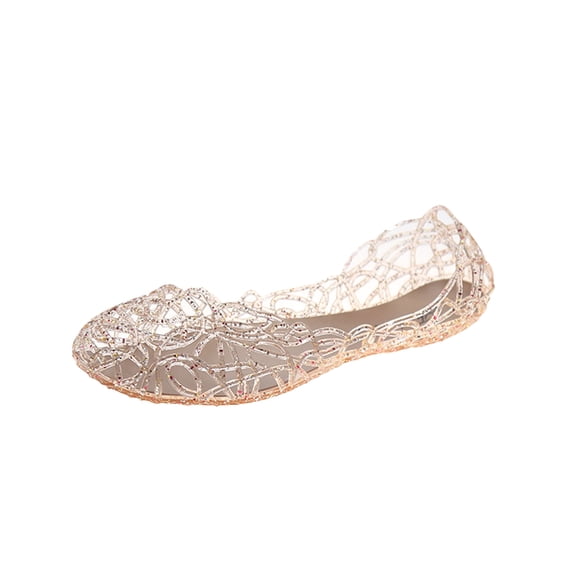 ShiShine Women's Glitter Jelly Flats, Cutout Breathable Summer Sandals for Beach Vacation Casual Daily Wear