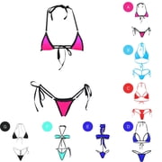 ShiShine Womens Halter Mini Bikini Sets Two Piece Micro Thong Swimsuit Tie Side Bottom Lingerie Bathing Suit