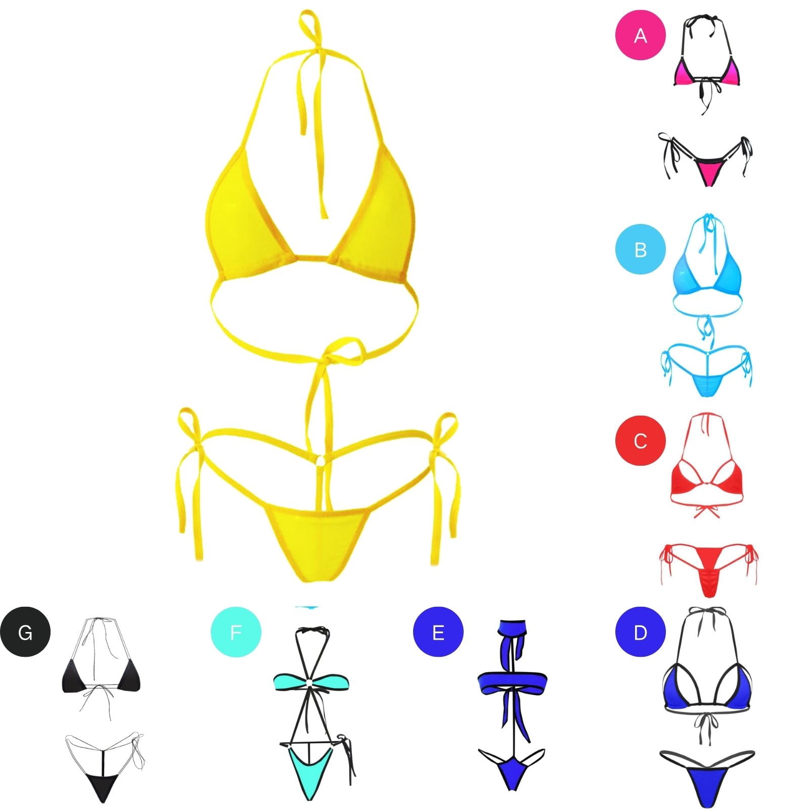 Micro Top Set ShiShine Women's Halter Mini Bikini Sets Two Piece Micro Thong Swimsuit ...