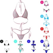 ShiShine Womens Halter Mini Bikini Sets Two Piece Micro Thong Swimsuit Tie Side Bottom Lingerie Bathing Suit