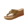 thumbnail image 1 of ShiShine Women's Hollow out Thong Wedge Slide Sandals Open Toe Slip On Beach Vacation Walking Shoes, 1 of 8