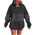 thumbnail image 1 of ShiShine Women's Hoodies Drawstring Crew Neck Color Block Blouses Sweatshirts Long Sleeved Tops Fall Clothes, 1 of 6