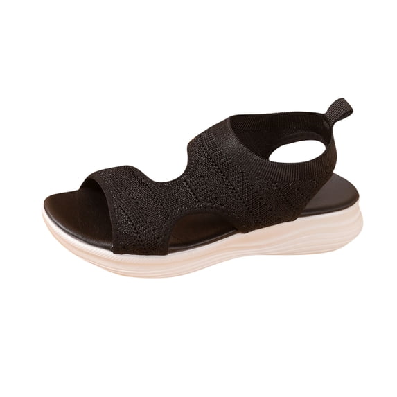 ShiShine Women's Knit Slip On Sandals Comfortable Open Toe Casual Sandals Lightweight Thick Soled Summer Beach Sandals