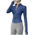 thumbnail image 1 of ShiShine Women's Lightweight Yoga Tops Stretchy Workout Full Zip Running Track Jacket with Thumb Holes, 1 of 4
