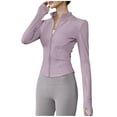 thumbnail image 1 of ShiShine Women's Lightweight Yoga Tops Stretchy Workout Full Zip Running Track Jacket with Thumb Holes, 1 of 4