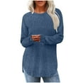 thumbnail image 1 of ShiShine Women's Long Sleeve Crewneck Sweater 2025 Fall Winter Loose Fit Curved Hem Tunic Pullover Top, 1 of 4