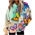 thumbnail image 1 of ShiShine Women's Long Sleeves Hoodies with Pockets Graphic Pullover Colorful Butterfly Casual Hoodies, 1 of 5