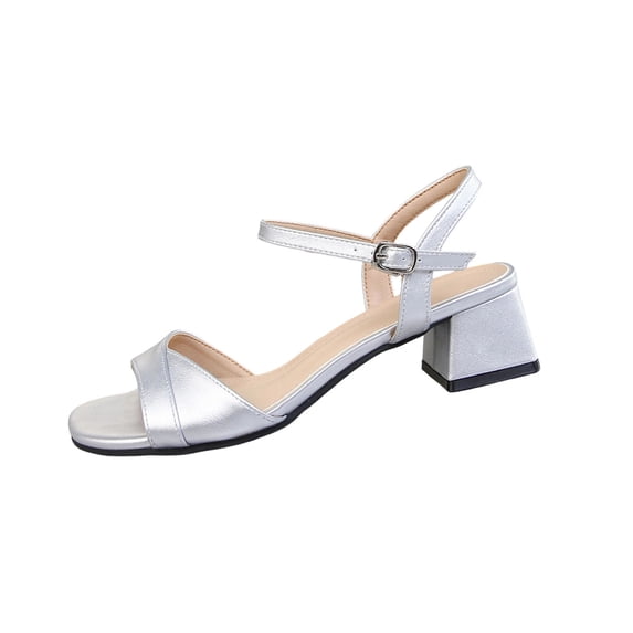 ShiShine Women's Low Heels Open Toe Ankle Strap Block Chunky Heels Sandals Comfortable Classic Dressy Wedding Party Event Shoes
