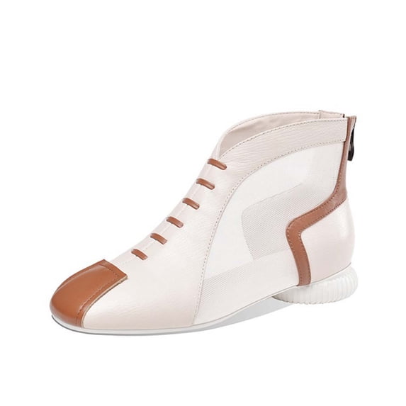 ShiShine Women's Mesh Cutout Ankle Sandals, Back Zipper Low Heel Shoes for Daily Commute