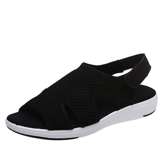 ShiShine Women's Open Toe Flat Sandals Summer Comfortable Elastic Strap Adjustable Platform Sandals Casual Walking Shoes