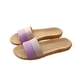 thumbnail image 1 of ShiShine Women's Open Toe Linen Slide Slippers Colorblock Gradient Slip On Flat Sandals Non Slip Sole for Spring Summer, 1 of 5