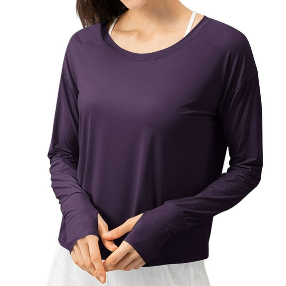 ShiShine Women's Oversized T Shirts Long Sleeve Crewneck Loose Fit Tops Basic Tee