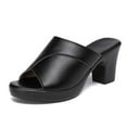thumbnail image 1 of ShiShine Women's Peep Toe Block Heel Mules Sandals Platform Arch Support Casual Commute Shoes, 1 of 4