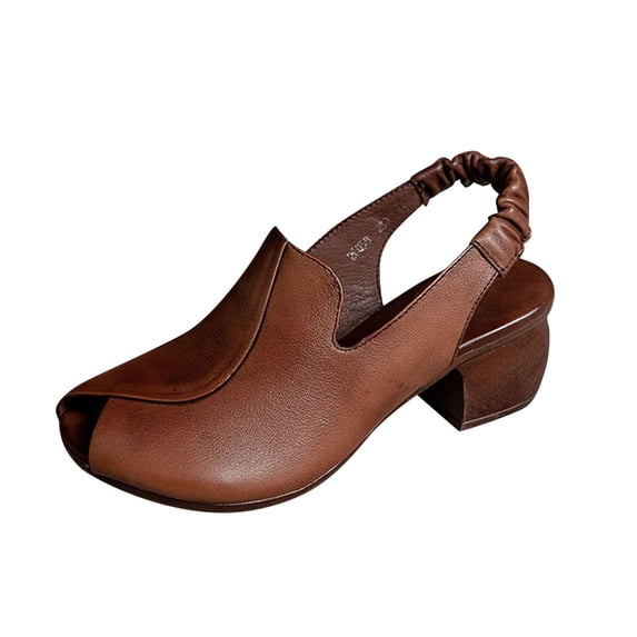 ShiShine Women's Peep Toe Block Heel Sandals with Bow Accent Slingback Closure Casual Summer Shoes for Daily Commute