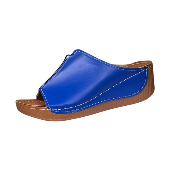 ShiShine Women's Peep Toe Wedge Slide Sandals Slip On Comfortable Casual Summer Beach Shoes