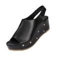 thumbnail image 1 of ShiShine Women's Platform Wedge Sandals Comfortable Peep-Toe Cork Casual Dressy Summer Lightweight Shoes For All Day Wear, 1 of 9