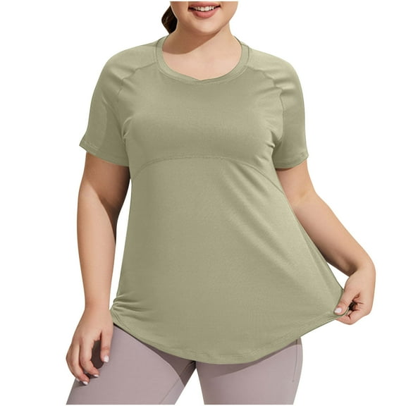 ShiShine Women's Plus Size Short Sleeve Tunic Tops Loose Fit Dressy Tees Workout T Shirts