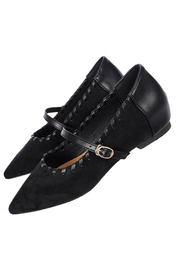 Women’s Pointed Toe Mary Jane Flats Studded Ballet Flats with Buckle Strap Dressy Comfortable Ballerina Flats