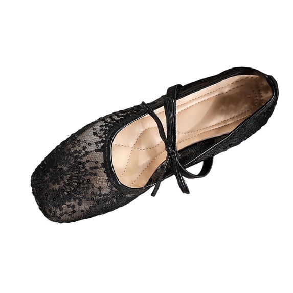 ShiShine Women's Polka Dots Mesh Ballet Flats Bowknot Pointed Toe Flats Closed Toe Comfortable Casual Work Shoes