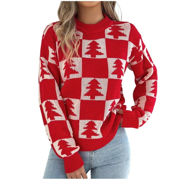 ShiShine Women's Pullover Sweaters Long Sleeve Print Crew Neck Sweater Tops