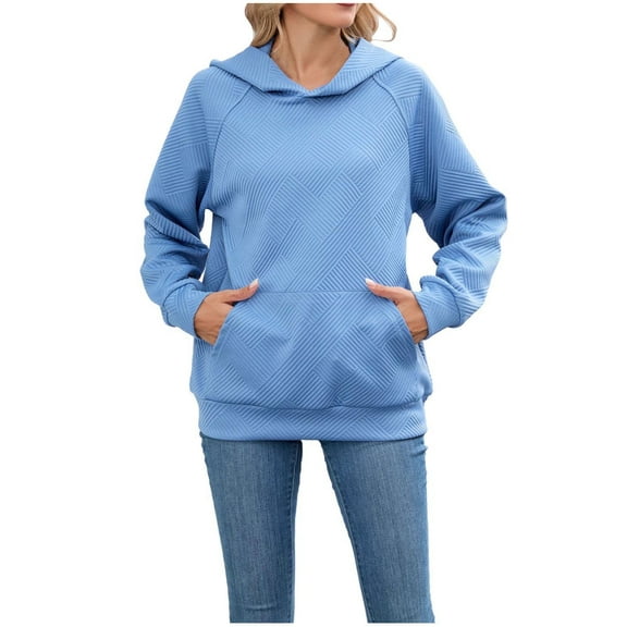 ShiShine Women's Pullover Sweatshirt Crew Neck Hoodie Solid Color Long Sleeve Tops with Pocket