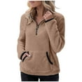 thumbnail image 1 of ShiShine Women's Quarter Zip Fleece Pullover Long Sleeve Fluffy Soft Sherpa Sweater Jacket with Pockets Winter Warm Coat, 1 of 7