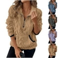 thumbnail image 1 of ShiShine Women's Quarter Zip Sweatshirt Cable Fleece Sherpa Fall Warm Oversized Pullover with Pocket, 1 of 5