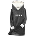 thumbnail image 1 of ShiShine Women's Sherpa Fleece Pullover Hoodie Love Hearts Print Long Hooded Top Winter Warm Fashion Loungewear, 1 of 3