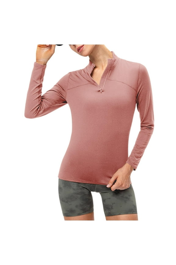 Women's Shirts Long Sleeve 1/4 Zip Sun Protection Quick Dry Workout Elasticity Hiking Athletic Shirts