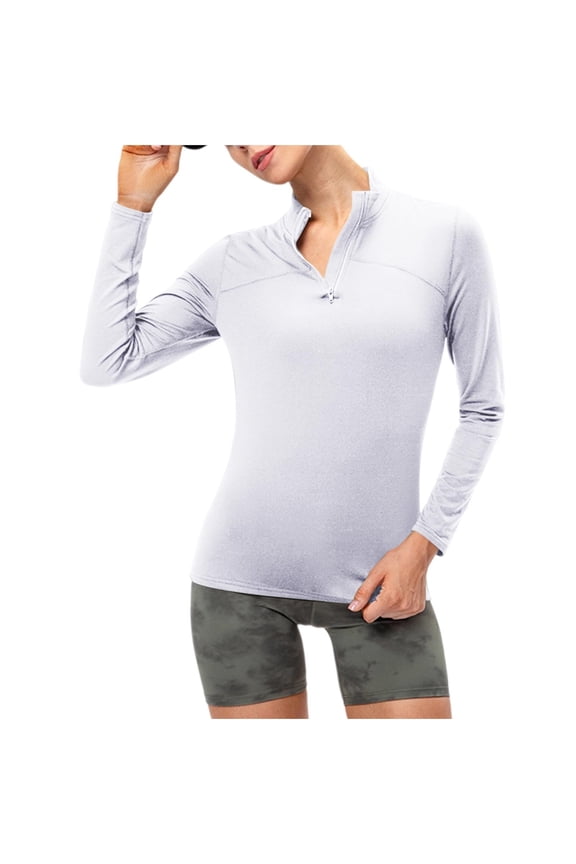 Women's Shirts Long Sleeve 1/4 Zip Sun Protection Quick Dry Workout Elasticity Hiking Athletic Shirts