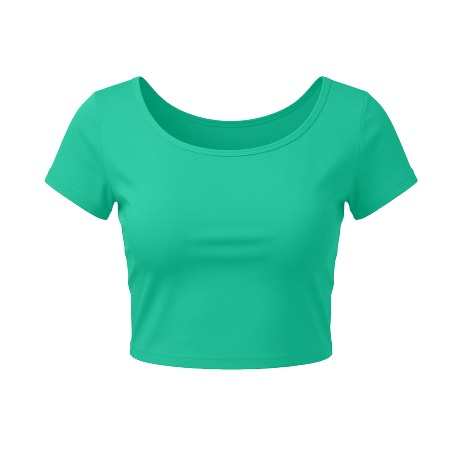 ShiShine Women's Short Sleeve Scoop Neck Crop Top Basic Comfy