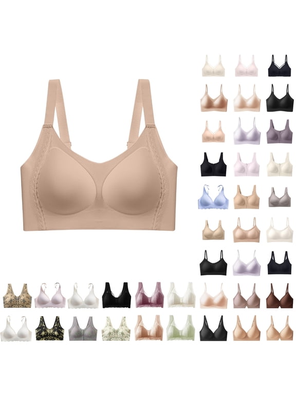 Women's Solid Wireless Push Up Bra Breathable Fabric Comfortable Seamless Everyday Bra