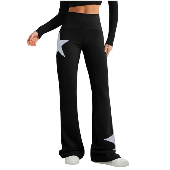 ShiShine Women's Star Graphic Elastic Waist Flare Leg Sweatpants Geometric Print Long Pants