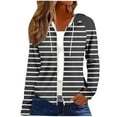 thumbnail image 1 of ShiShine Women's Striped Zip Up Hoodie Oversized Full Zip Drawstring Jacket Casual Pocket Sweatshirt, 1 of 6