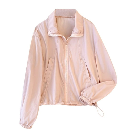 ShiShine Women's Sun Protection Long Sleeve Zip Up Jacket Lightweight Loose Casual Collared Sun Shirts Top with Pockets