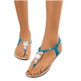 thumbnail image 1 of ShiShine Women's T-strap Flat Sandals Bohemian Owl Beaded Summer Beach Thong Sandals, 1 of 8