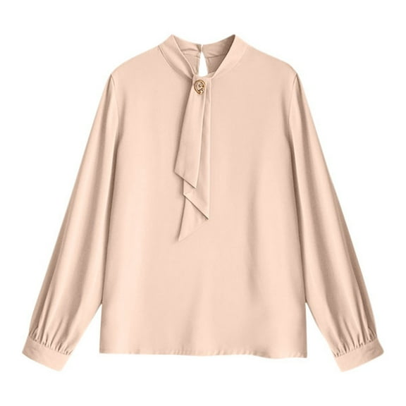 ShiShine Women's Tie Neck Long Sleeve Dressy Elegant Office Work Blouse Fashion Tunic Shirt Tops