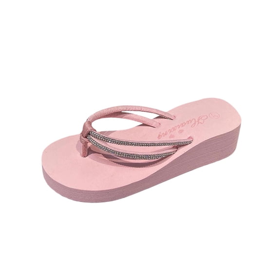 ShiShine Women's Wedge Sandals Rhinestone Thong Platform Flip Flops
