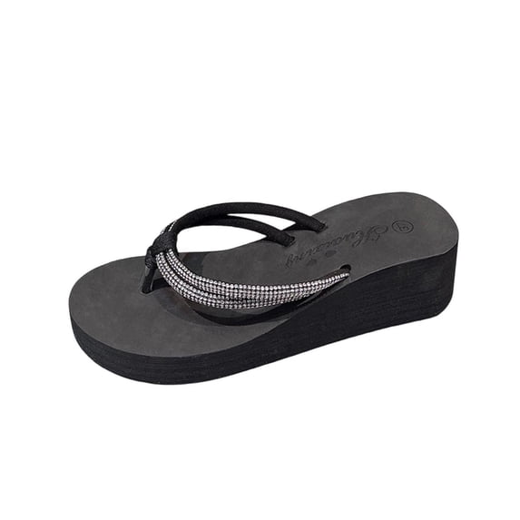 ShiShine Women's Wedge Sandals Rhinestone Thong Platform Flip Flops