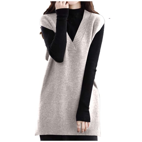 ShiShine Women's Winter Vest Sleeveless V-Neck Loose Casual All-Match Knitted Tunics Clothing Sweater