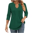 thumbnail image 1 of ShiShine Womens 3/4 Sleeve Tunic Tops Business Casual Blouses V Neck Pleated Front Shirts Dressy Casual Work Outfits, 1 of 6