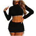 thumbnail image 1 of ShiShine Womens 4 Pieces Swimsuit Sets Beachwear Summer Bikini with Bathing Suit Cover Up Crop Tops and Wraps Skirt, 1 of 5